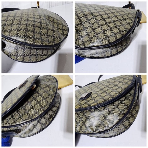 Authentic CELINE Macadam Crossbody Bag Navy Blue/Beige - Picture 11 of 15